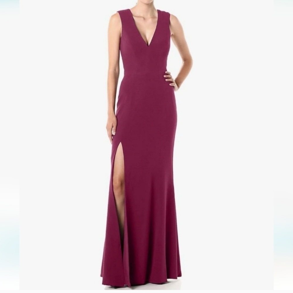 NEW Dress The Population Sandra Burgundy Elegant Sleeveless gown Maxi Dress Sz L